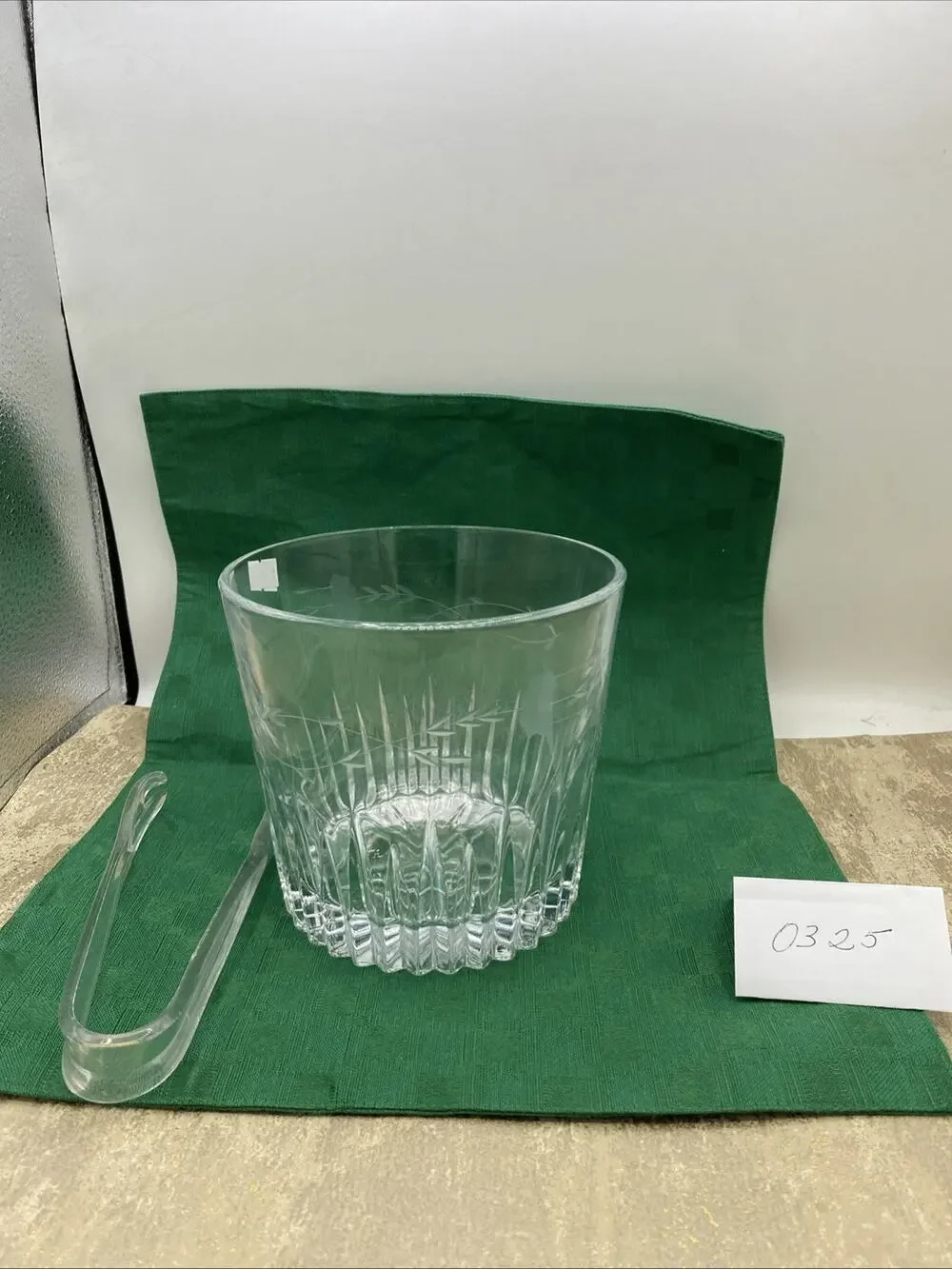 Vintage 1974 Princess House Heritage Ice Bucket Etched Floral Design